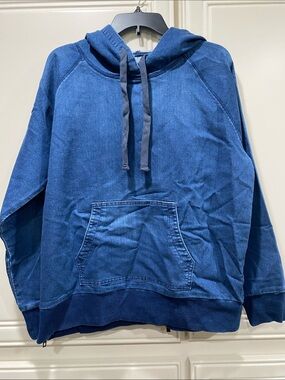 NWT gap 1969 denim knit hoodie indigo blue XL